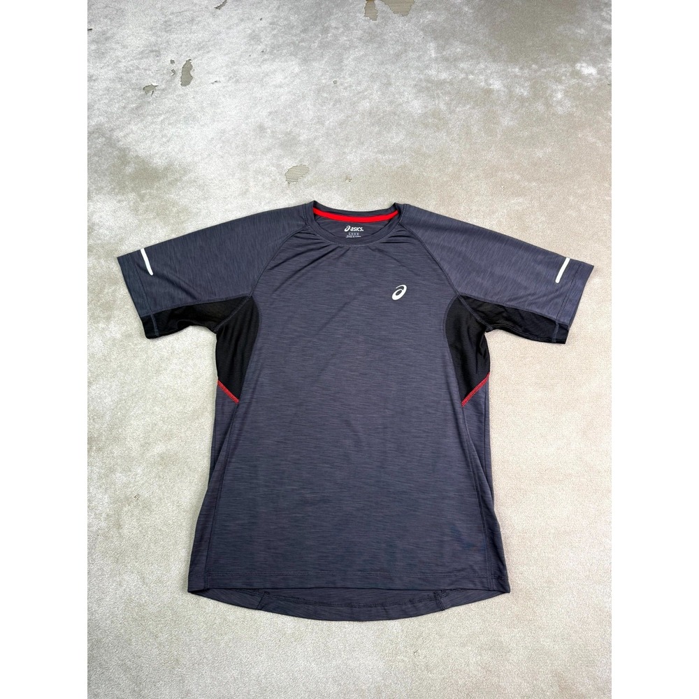 ASICS Shirt Men Large Dark Gray Heather Mesh Running Athletic Contrast Stitching